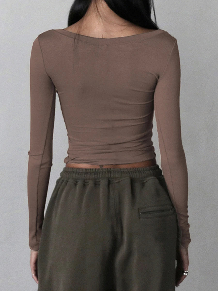 Women's Square Neck Long Sleeve Shirt