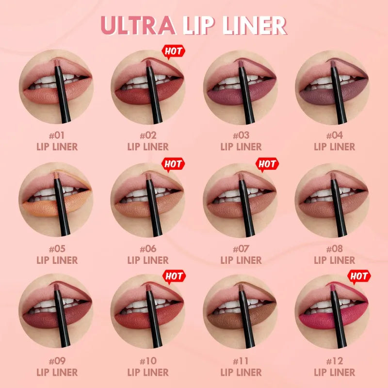 Pecolovers Waterproof Matte Lipliner Pencil