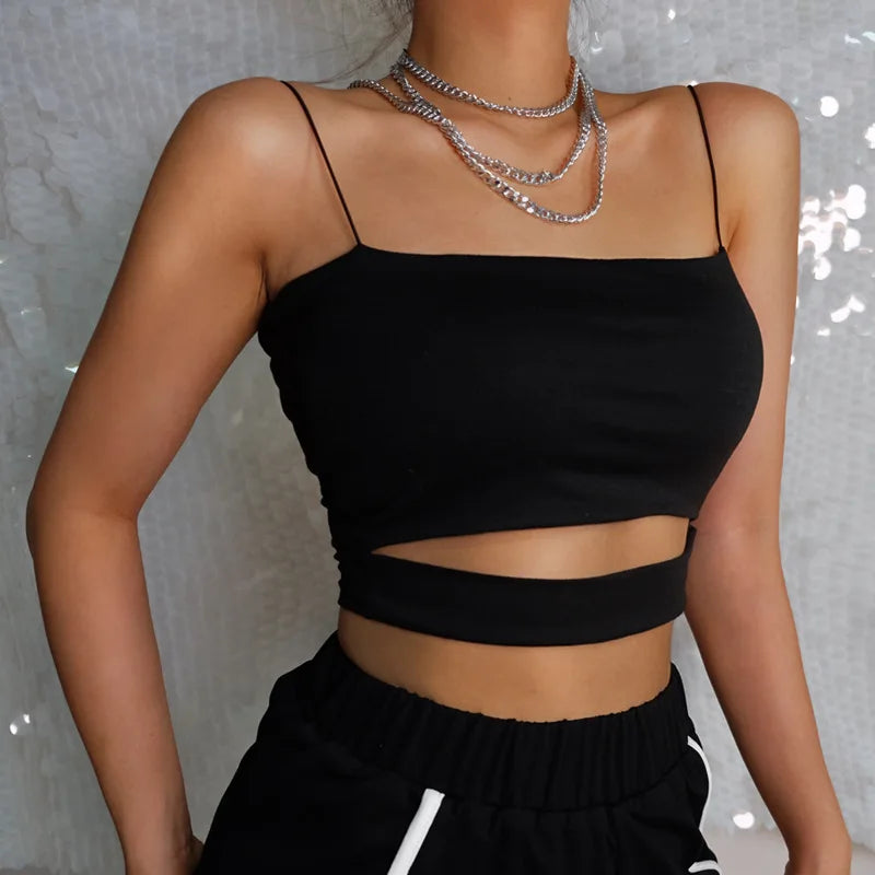 Sexy Black Cut-Out Crop Top
