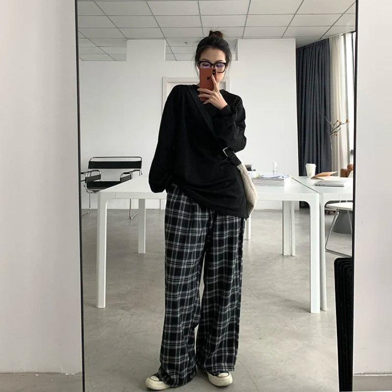 Oversize Casual Plaid Pants