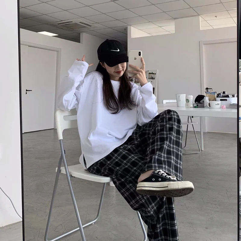 Oversize Casual Plaid Pants