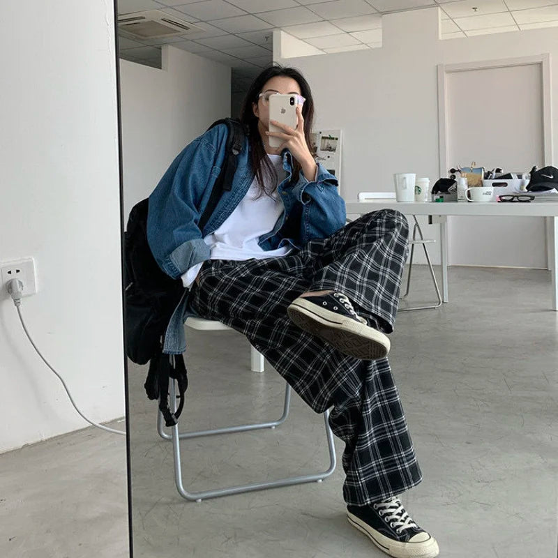 Oversize Casual Plaid Pants
