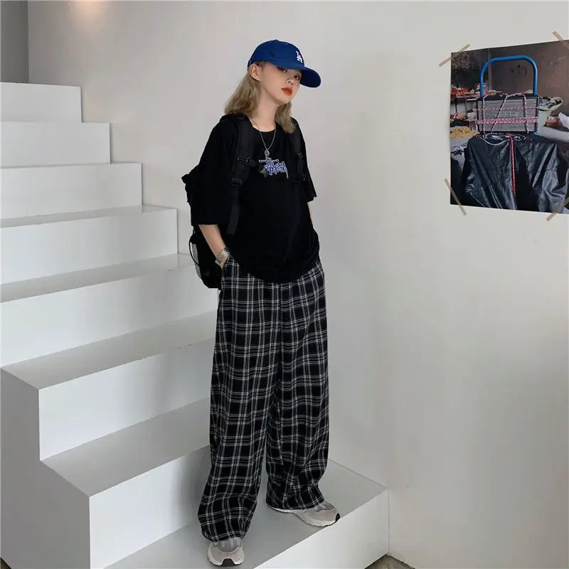 Oversize Casual Plaid Pants