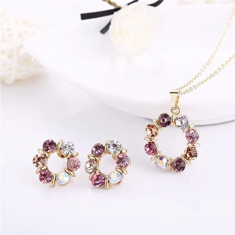 Women's Gold Necklace & Earrings Set