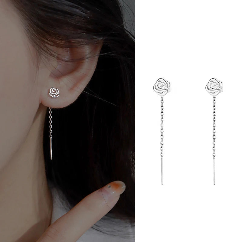 Silver Star Line Earring
