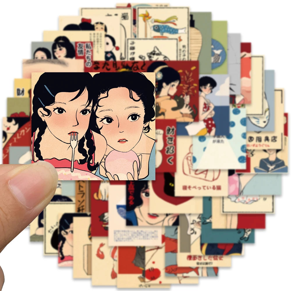 Vintage Classic Japanese Anime Stickers 50pcs