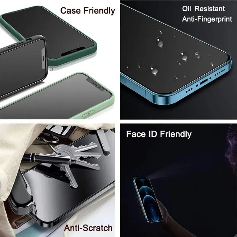 2PCS Anti-Spy Tempered Glass + 1PC Phone Case Set For iPhone