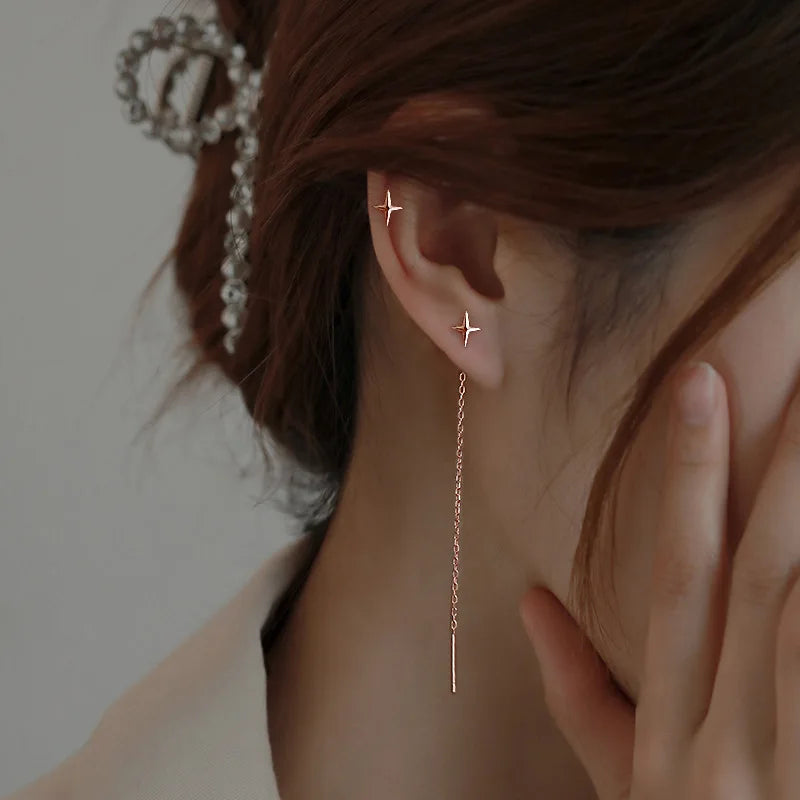 Silver Star Line Earring