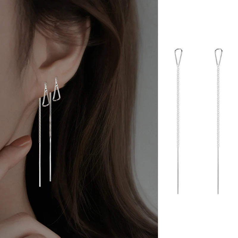 Silver Star Line Earring