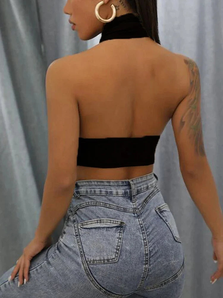 Women Crossed-Halter Neck Top