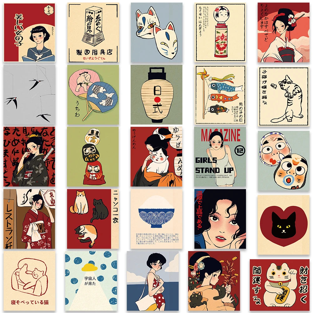 Vintage Classic Japanese Anime Stickers 50pcs