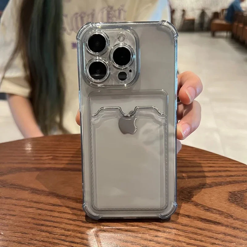 Clear Card Wallet Phone Case For iPhone