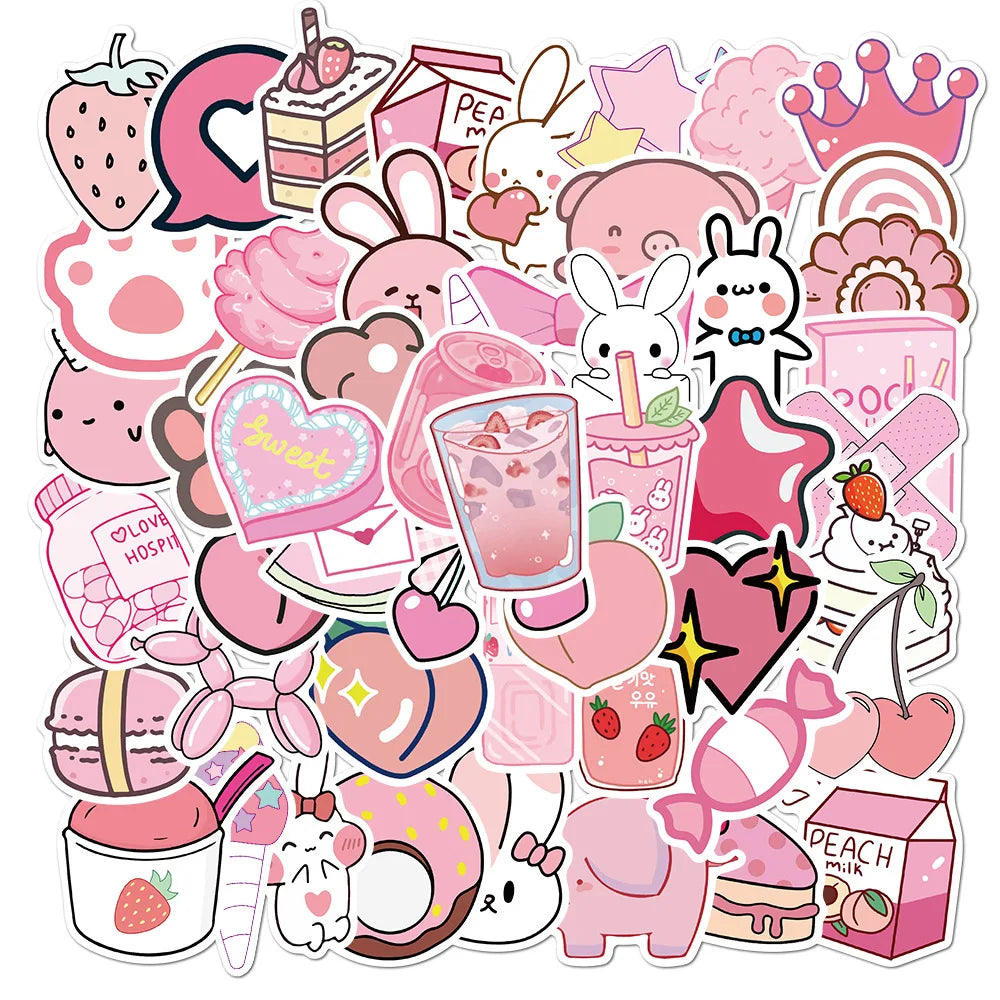 Cute Aesthetic Pink Stickers 50pcs