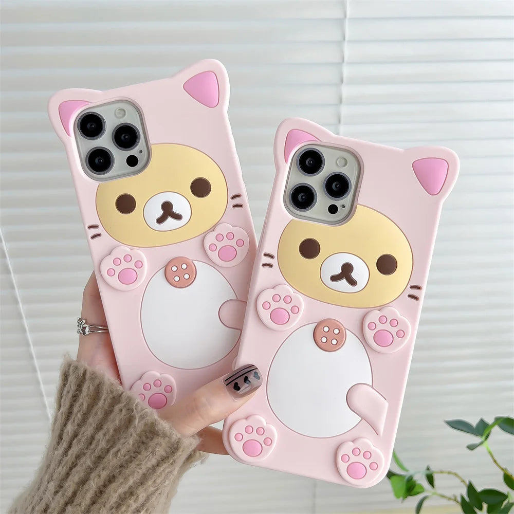 Cute Rilakkuma Bear Soft Cover Case For iPhone