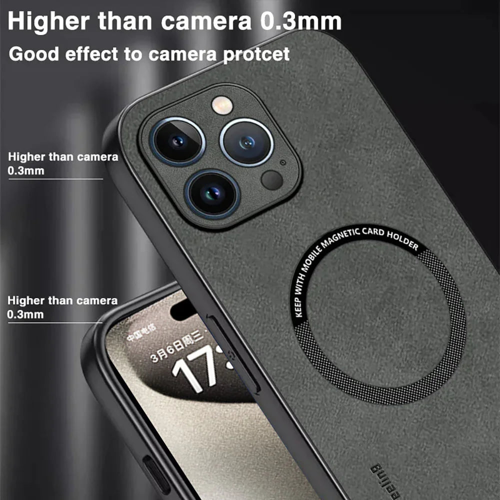 Leather Magnetic Wireless Charging Cover Phone Case