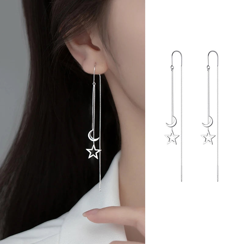 Silver Star Line Earring
