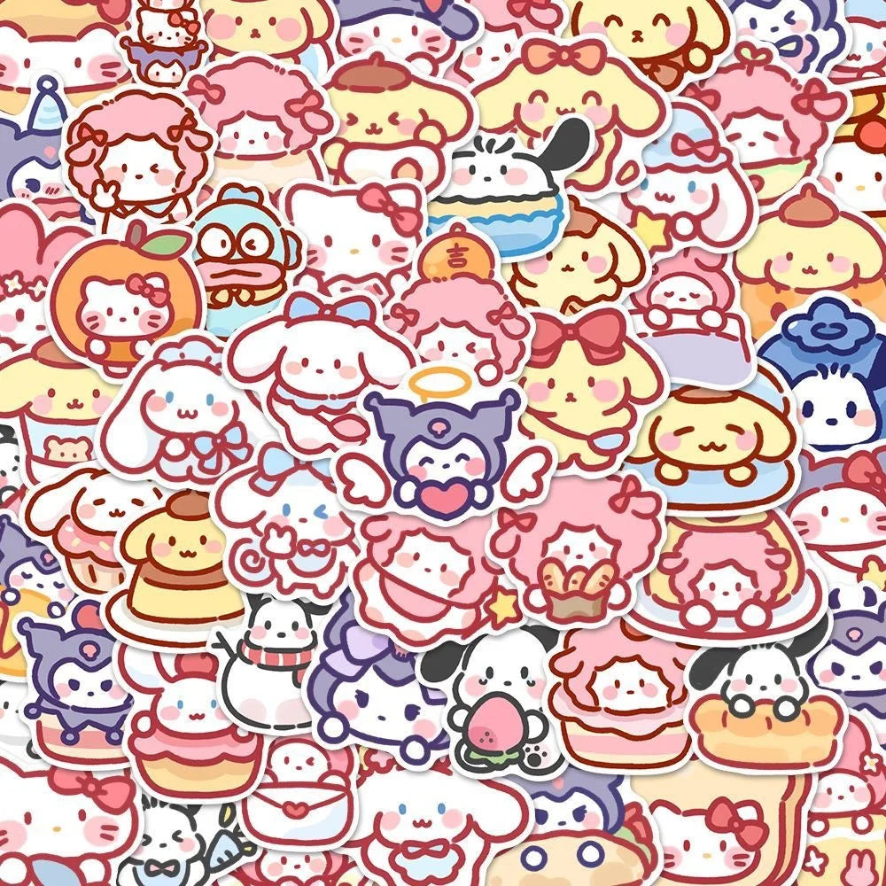 Cute Cartoon Sanrio Stickers 100pcs