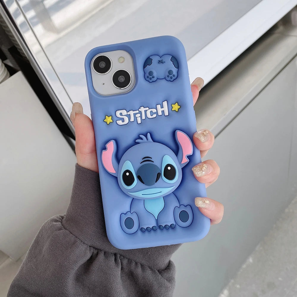 Kawaii Cartoon Soft Silicone Cover With Holder For iPhone