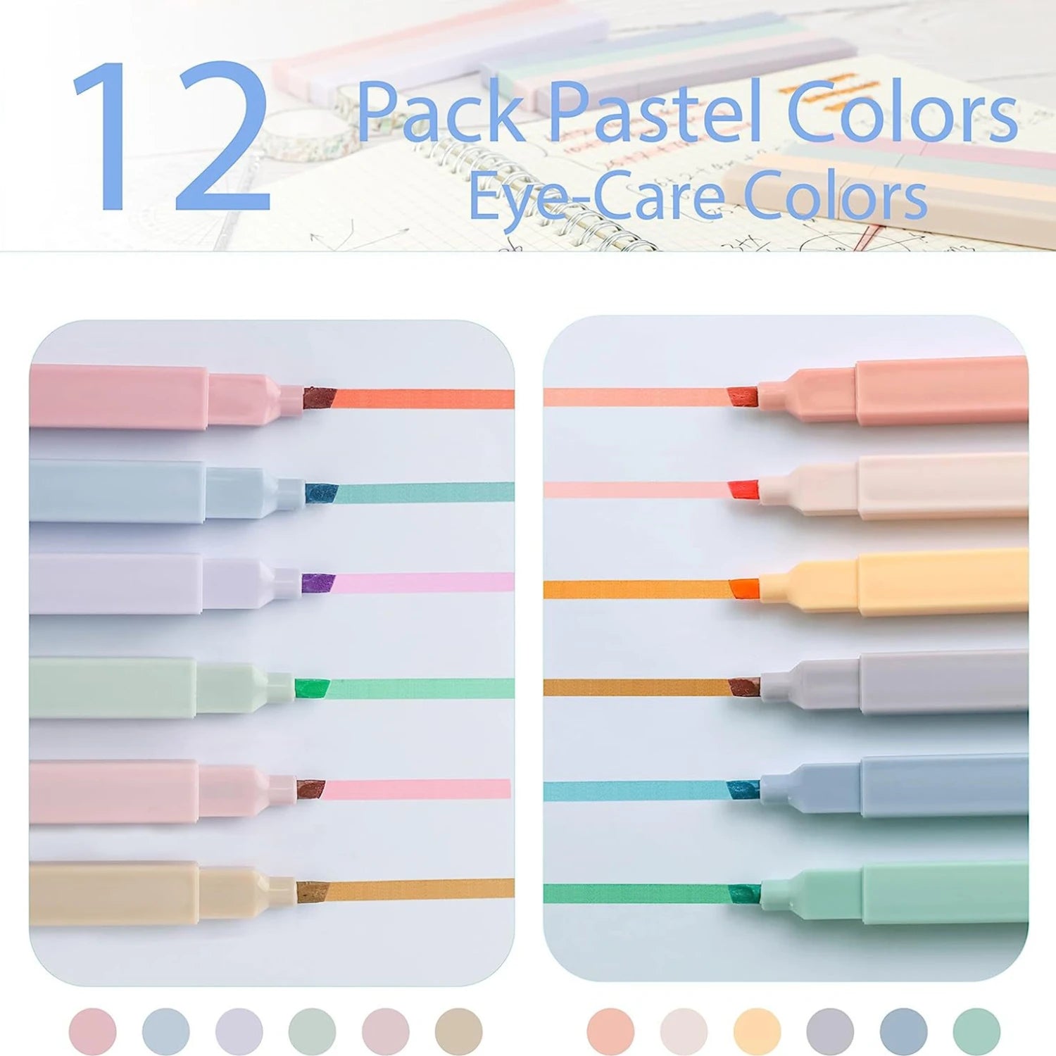 Cute Pastel Highlighter Pens (12 count)