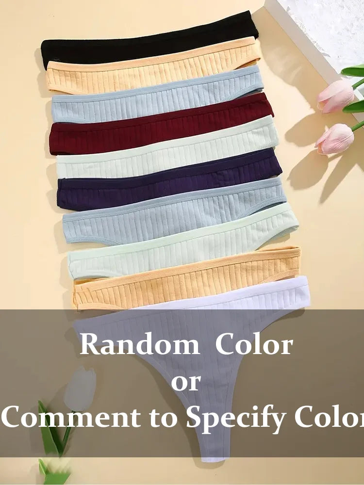 Women's Ribbed Low Rise Thongs 6pcs