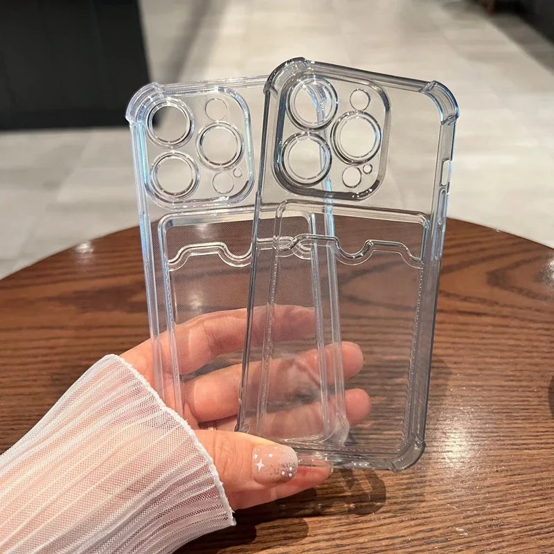 Clear Card Wallet Phone Case For iPhone