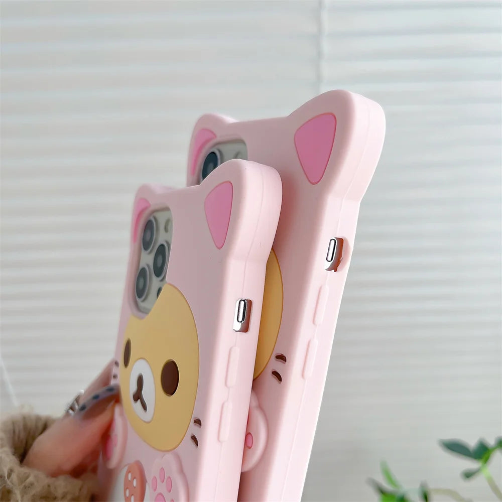 Cute Rilakkuma Bear Soft Cover Case For iPhone