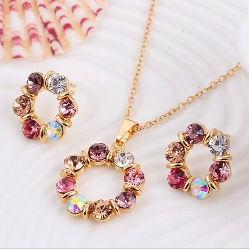 Women's Gold Necklace & Earrings Set