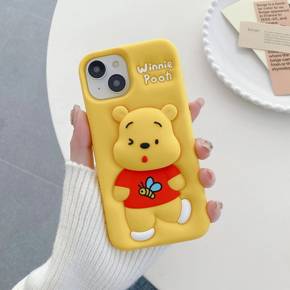 Kawaii Cartoon Soft Silicone Cover With Holder For iPhone