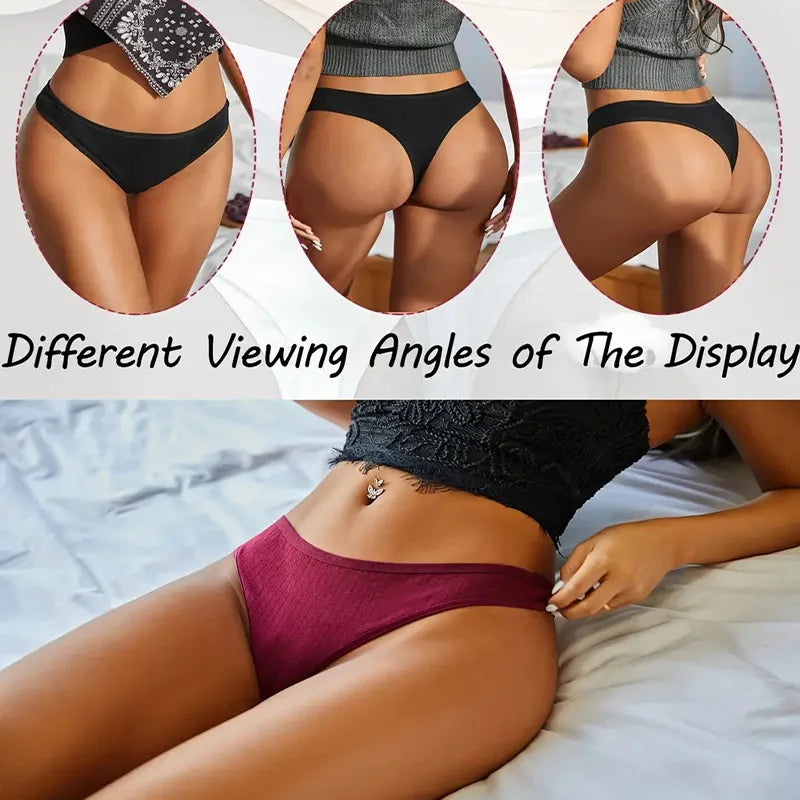 Women's Ribbed Low Rise Thongs 6pcs
