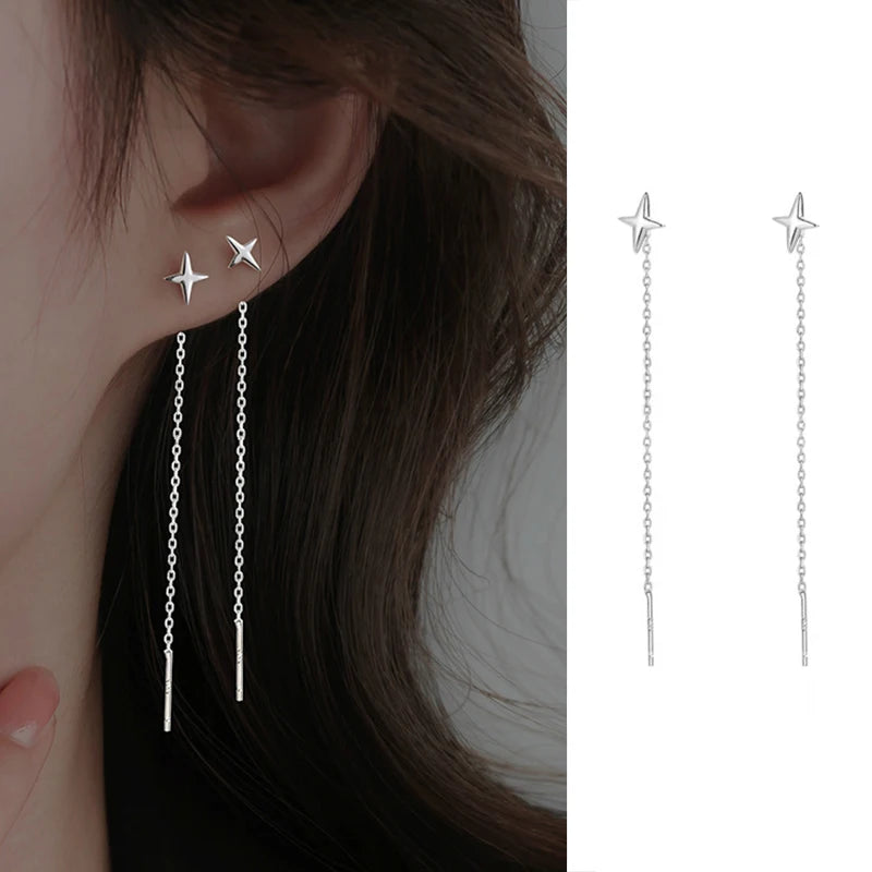 Silver Star Line Earring