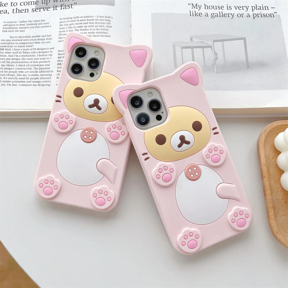 Cute Rilakkuma Bear Soft Cover Case For iPhone