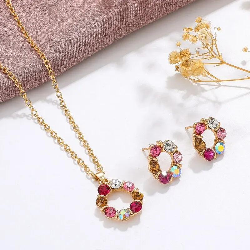 Women's Gold Necklace & Earrings Set