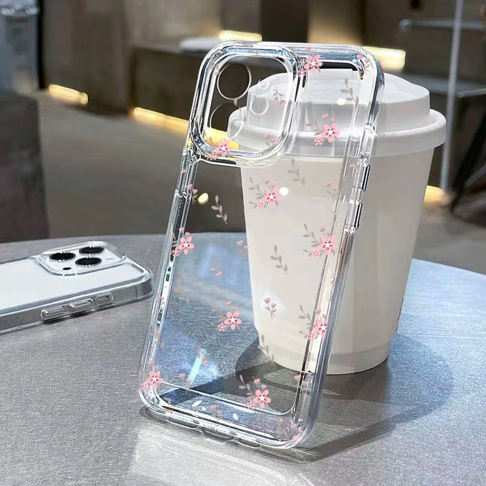 Transparent Floral Phone Case For iPhone