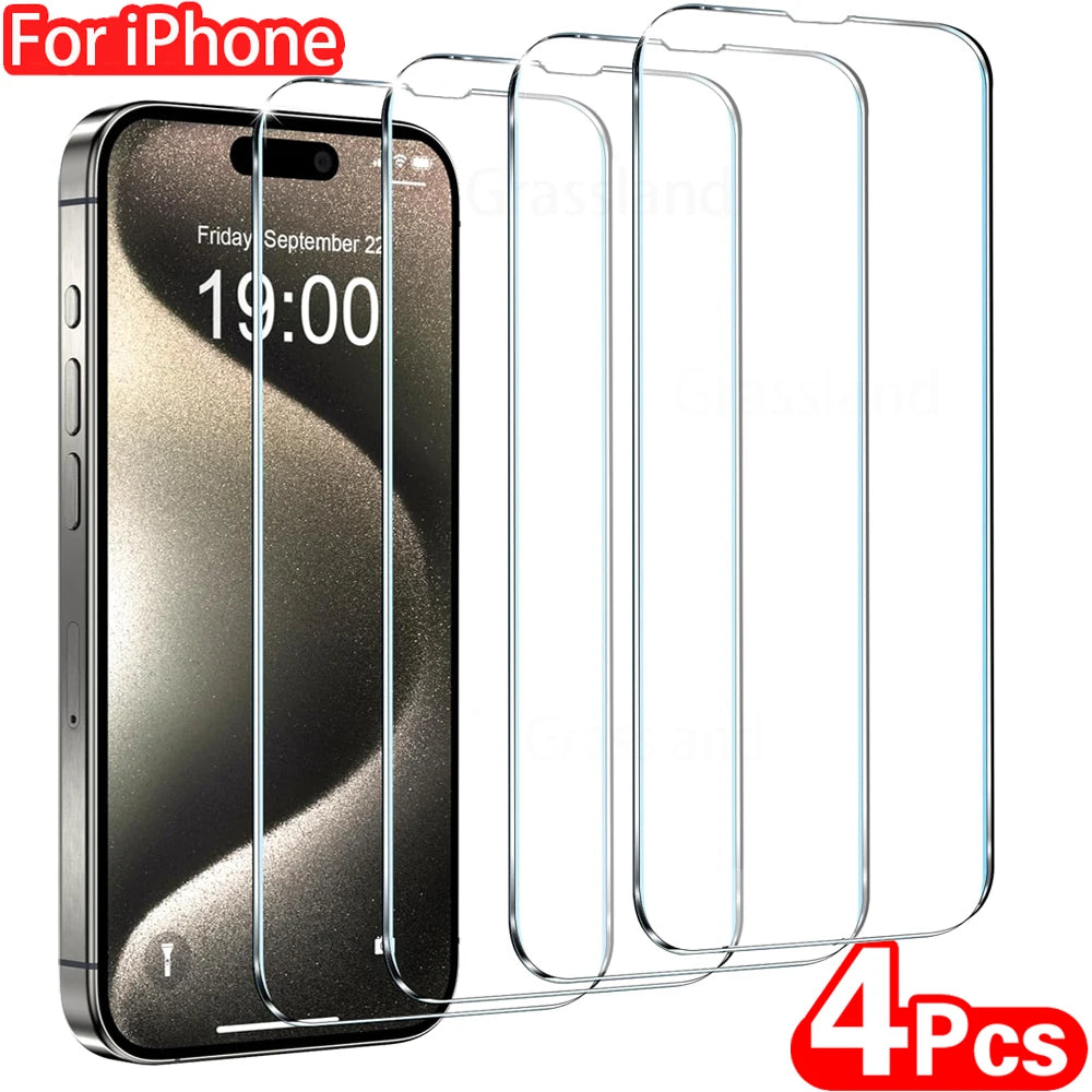 4Pcs Tempered Glass Screen Protector For iPhone