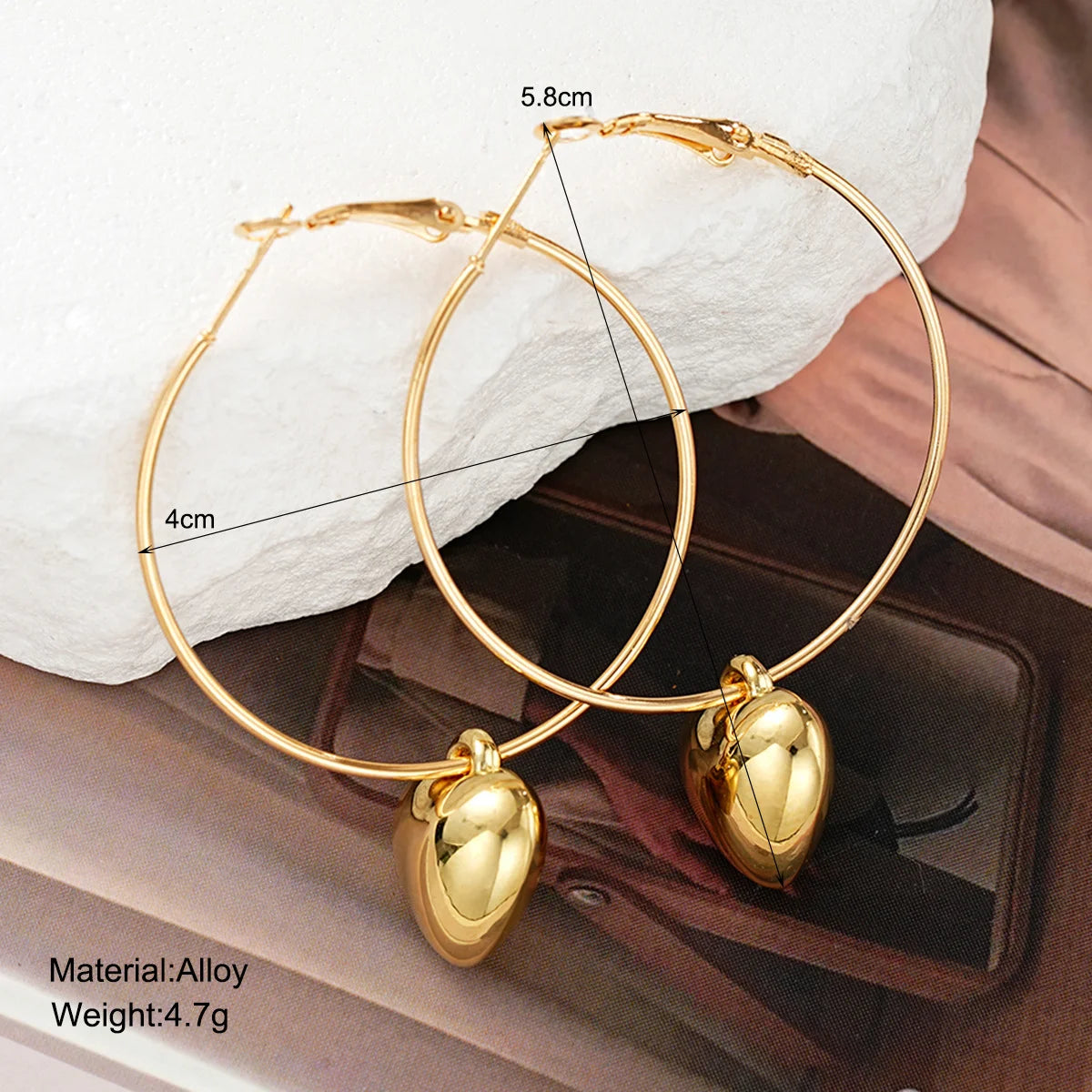 Heart Pendant Drop Earrings