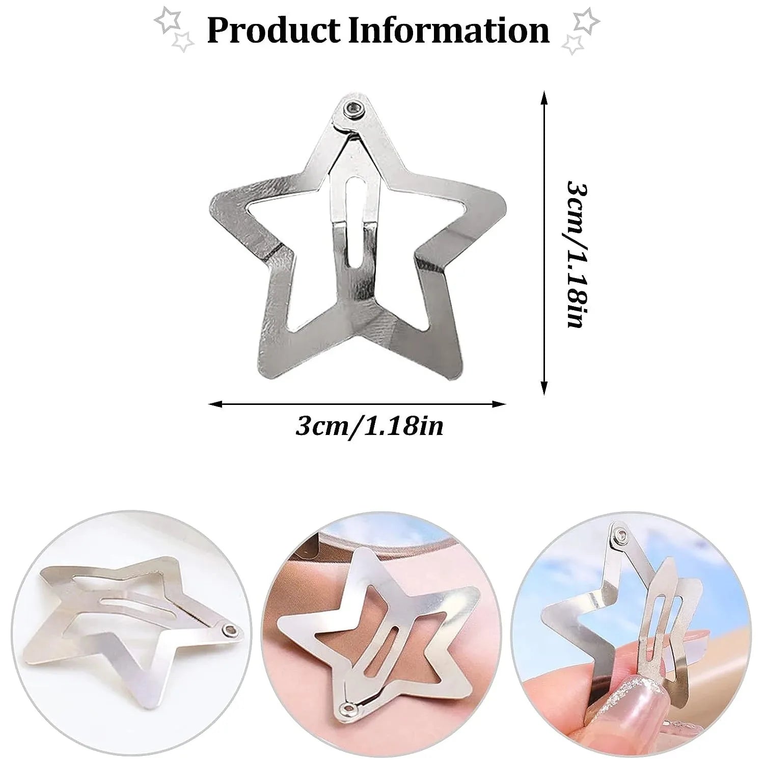 Silver Star Hair Clips