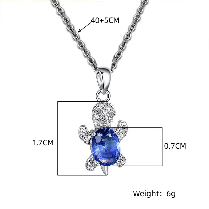 Silver Turtle Necklace & Earrings Set