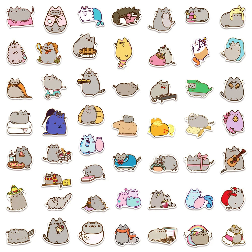 Cute Pusheen Cat Kawaii Stickers 50pcs