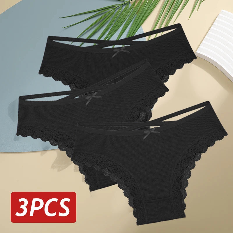 Women Cotton Sexy Lingerie Panties 3pcs