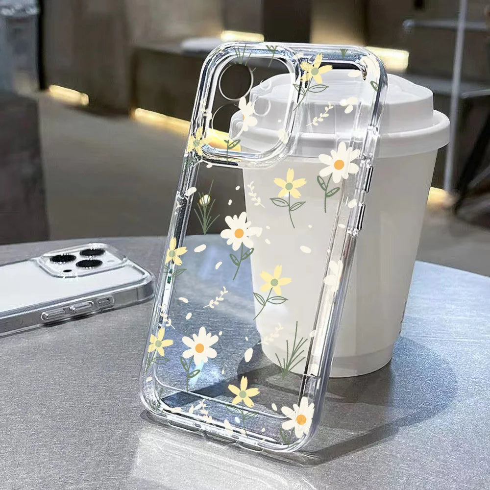 Transparent Floral Phone Case For iPhone