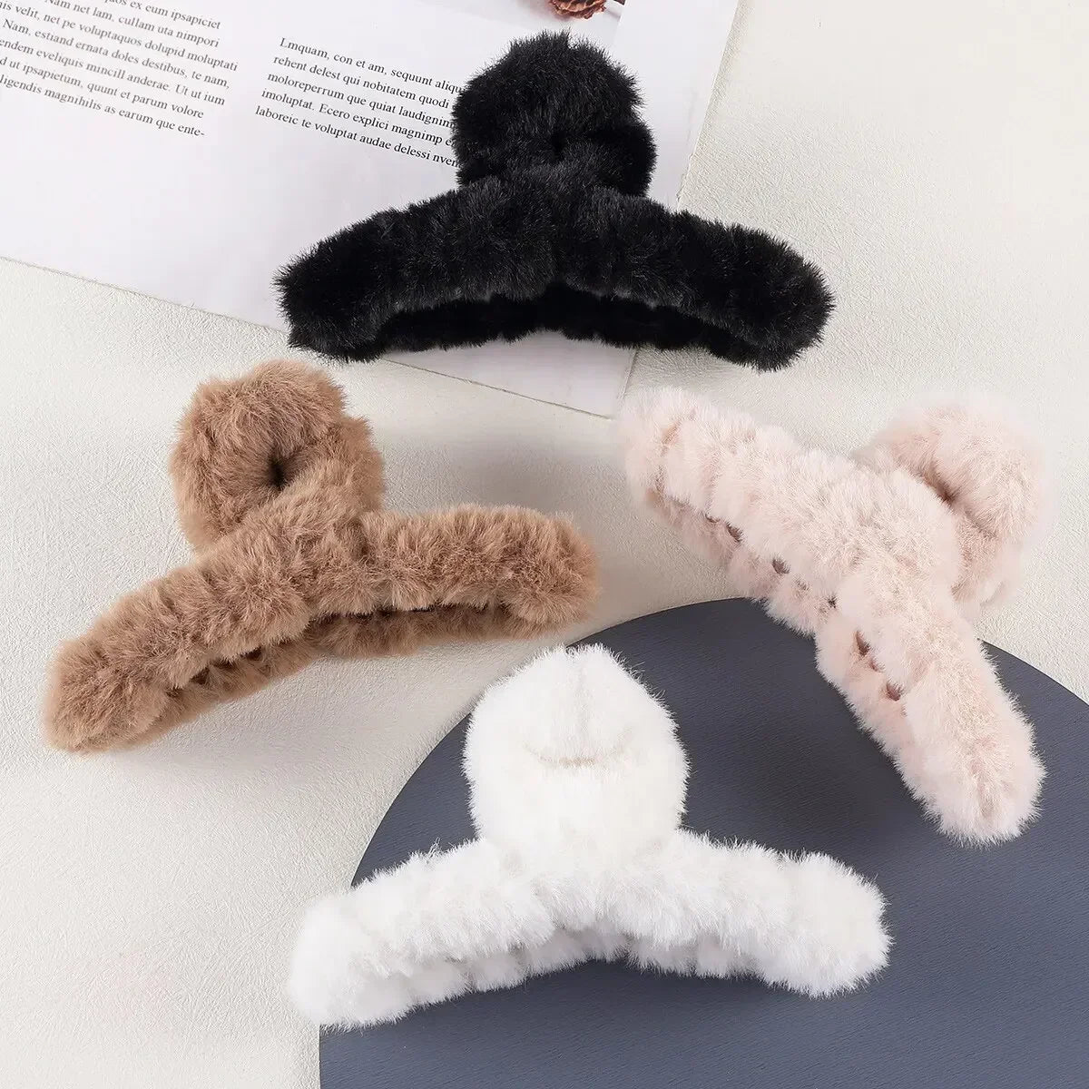 4Pcs Plush Hair Claw Clip