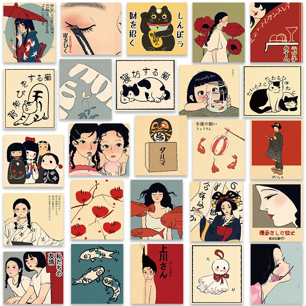 Vintage Classic Japanese Anime Stickers 50pcs