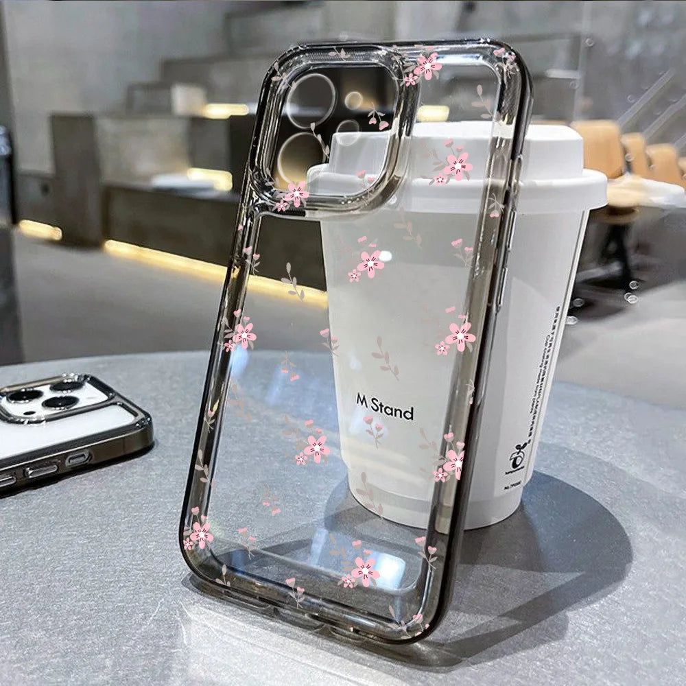 Transparent Floral Phone Case For iPhone