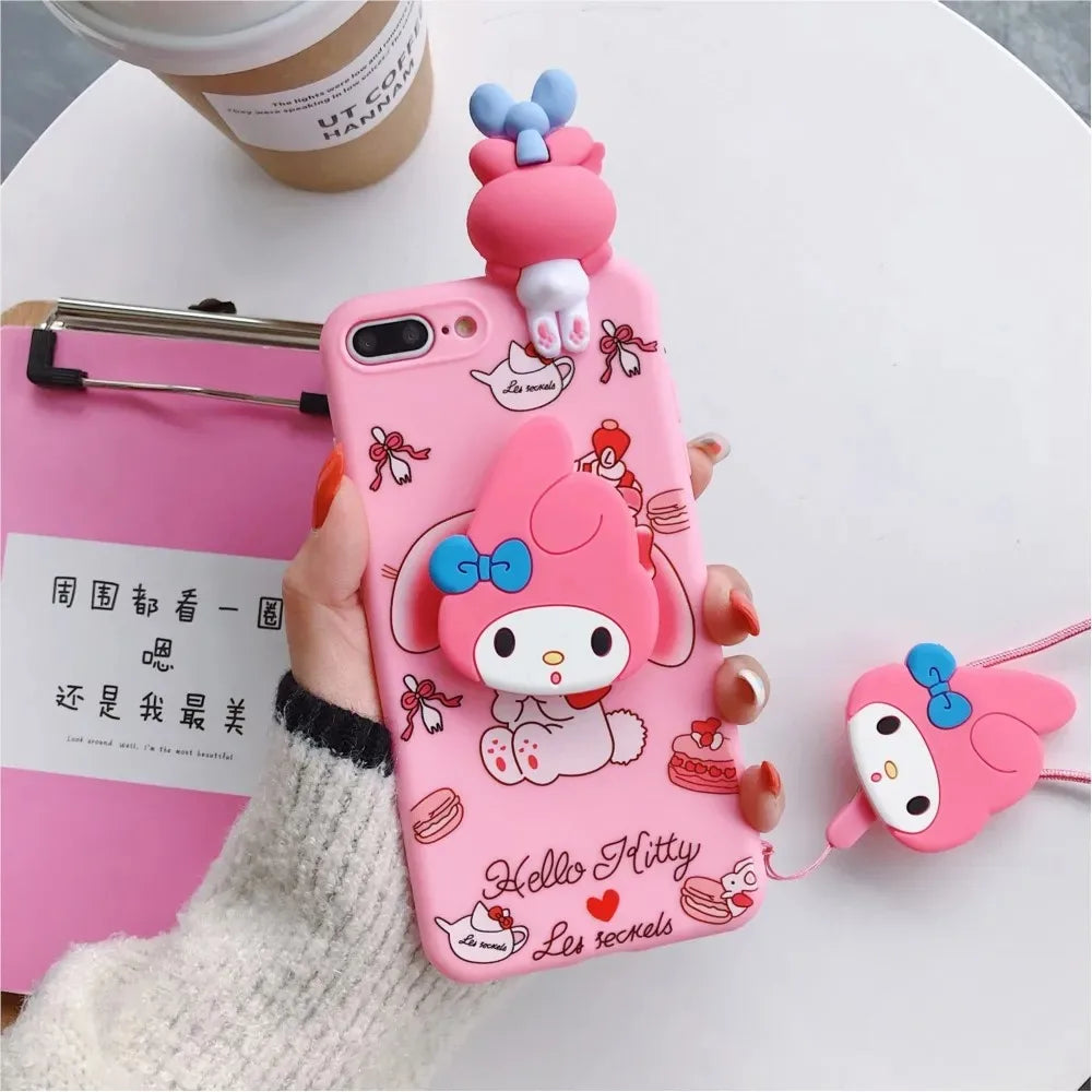 Hello Kitty Phone Case with Holder & Lanyard For iPhone