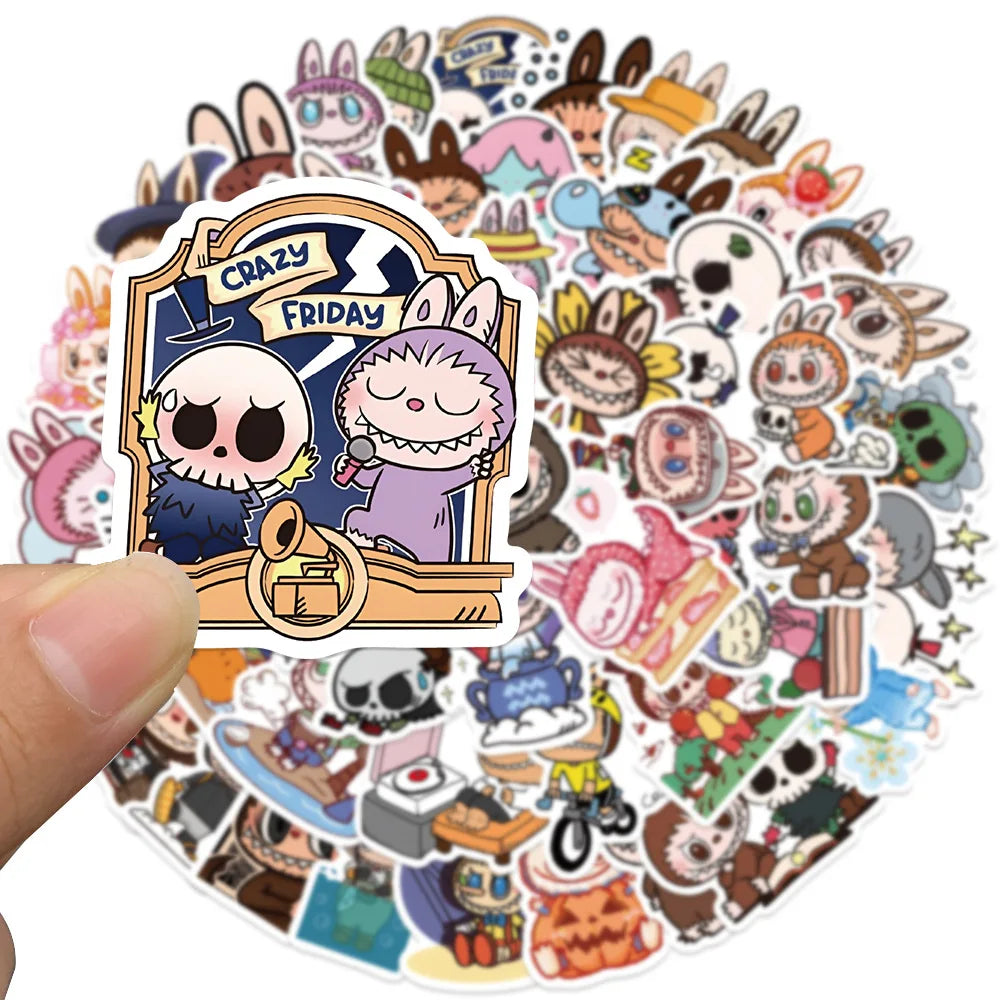 Cute Cartoon Labubu Stickers 50pcs