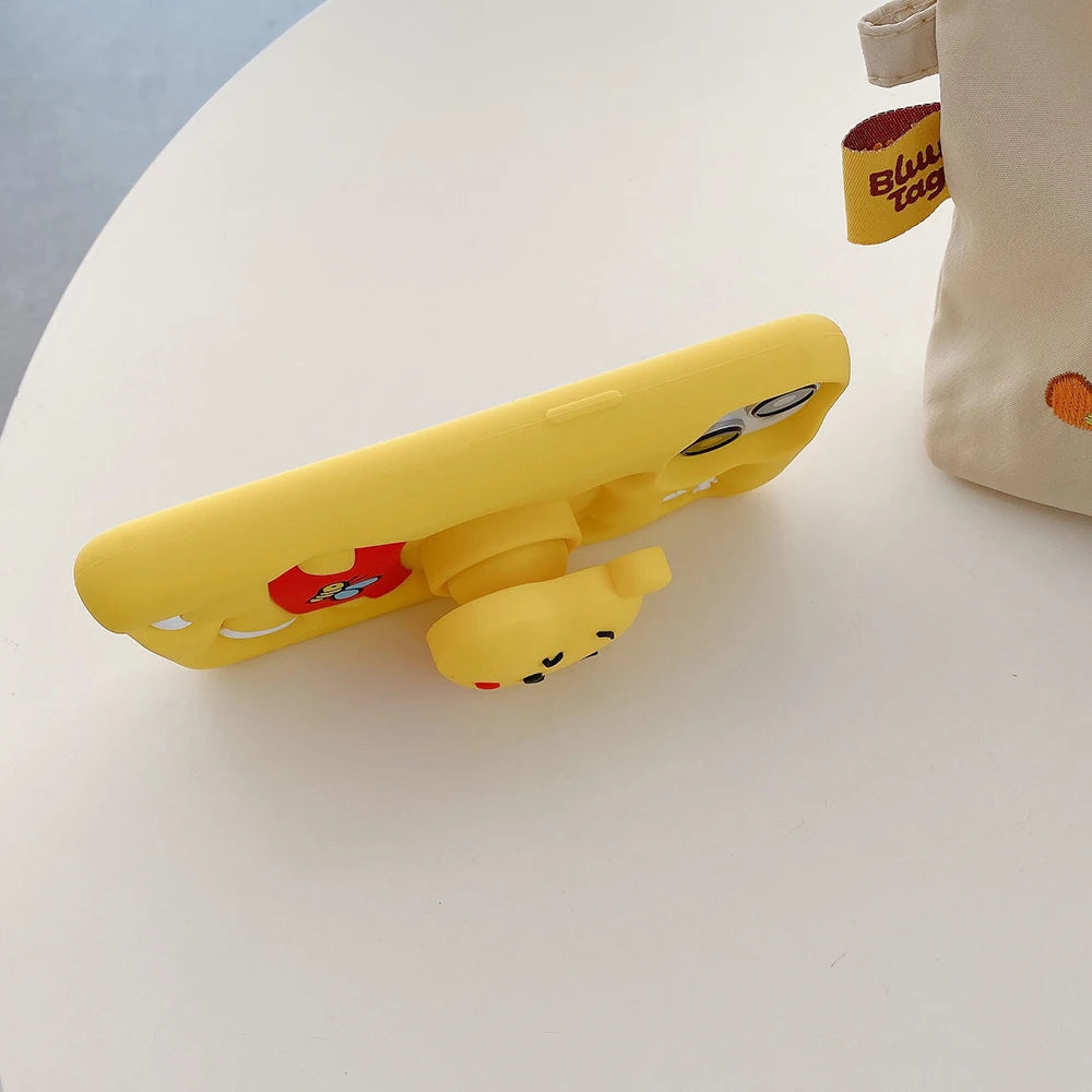 Kawaii Cartoon Soft Silicone Cover With Holder For iPhone