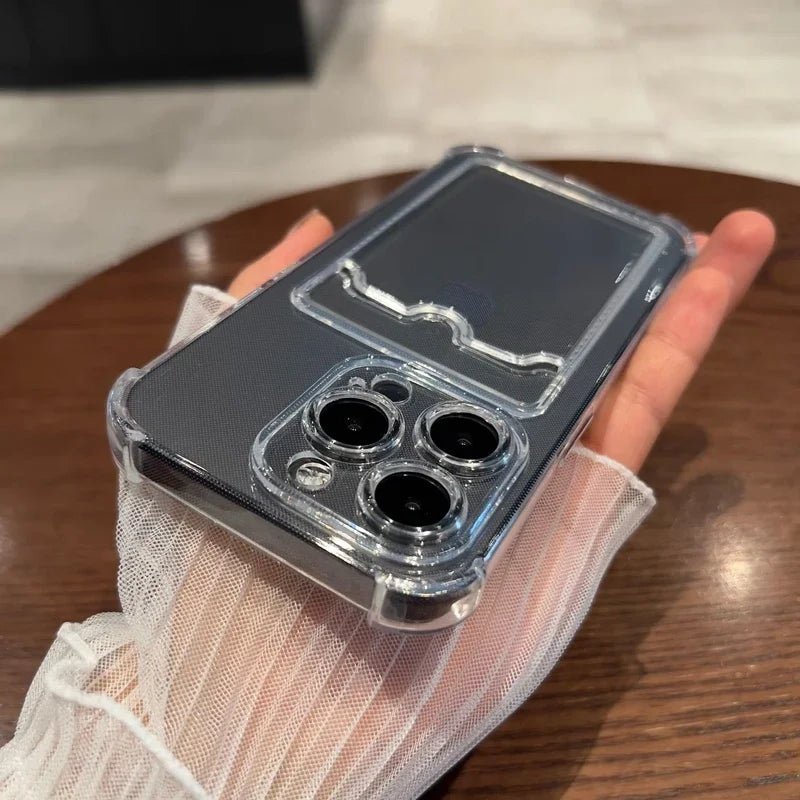 Clear Card Wallet Phone Case For iPhone