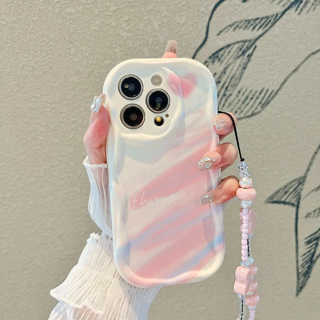 Cute Flower Phone Case with Bracelet Chain For iPhone