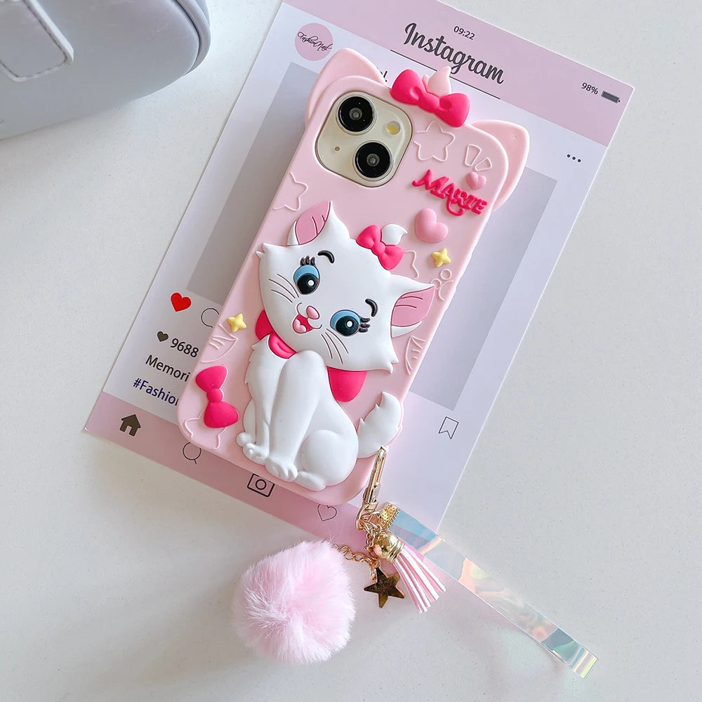 Kawaii Soft Silicone Marie Cat Case for iPhone