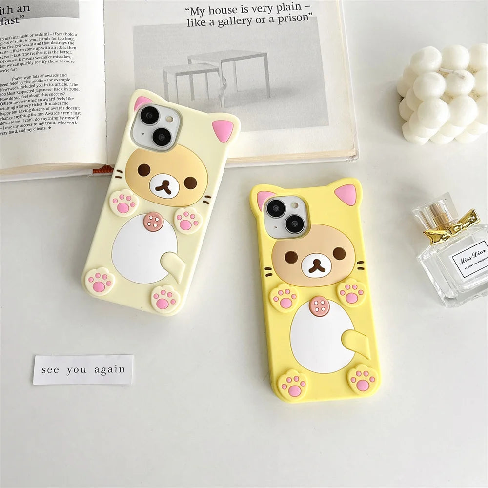 Cute Rilakkuma Bear Soft Cover Case For iPhone